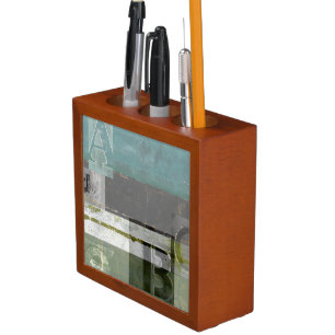 Modern Painting with Assorted Letters Desk Organizer