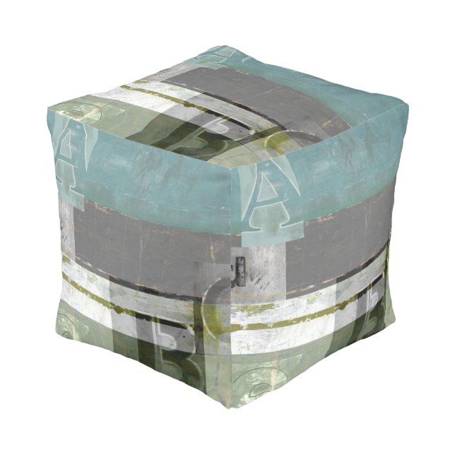 Modern Painting with Assorted Letters Pouf (Angled Front)