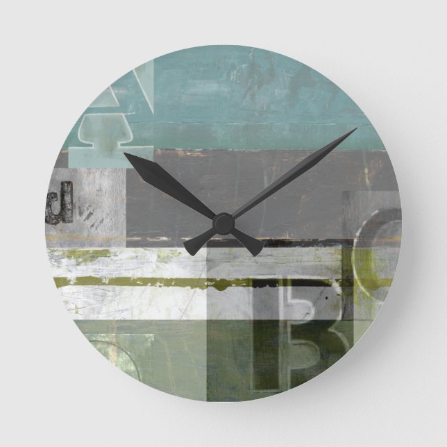 Modern Painting with Assorted Letters Round Clock (Front)