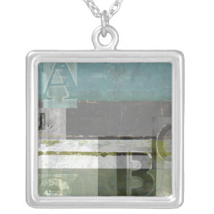 Modern Painting with Assorted Letters Silver Plated Necklace