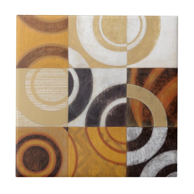 Modern Painting with Circular Patterns Ceramic Tile (Front)