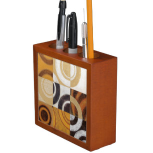 Modern Painting with Circular Patterns Desk Organizer