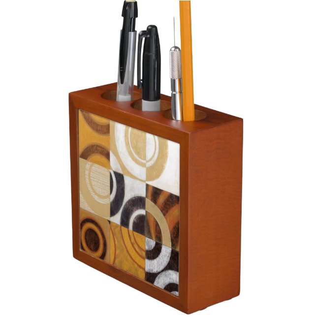Modern Painting with Circular Patterns Desk Organizer (In Situ)
