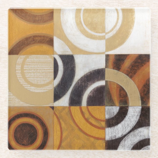 Modern Painting with Circular Patterns Glass Coaster (Front)