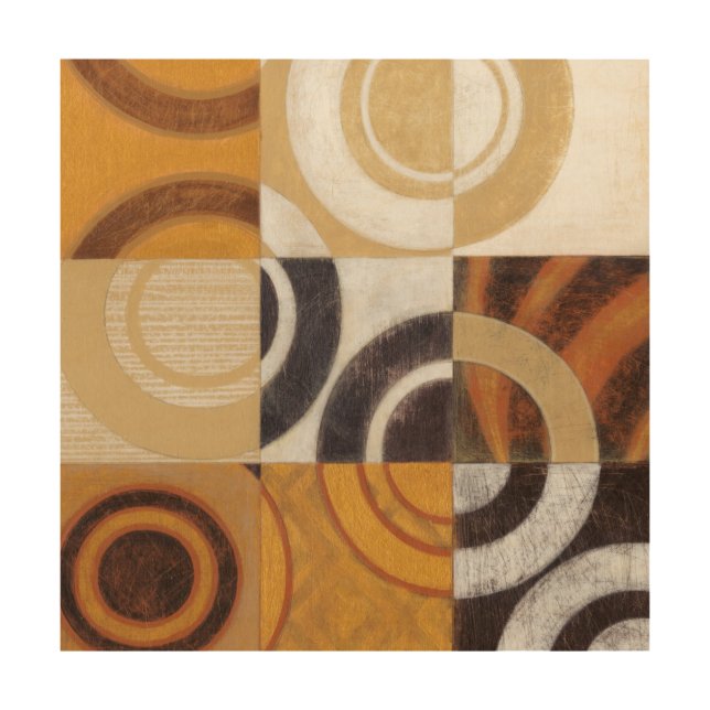 Modern Painting with Circular Patterns Wood Wall Art (Front)