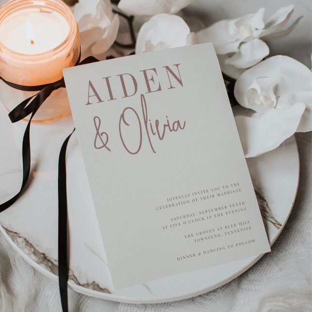 Modern Pair | Terracotta Typography Wedding Invitation (Creator Uploaded)