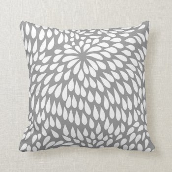 Modern Paisley Flower In Grey And White Throw Pillow by AnyTownArt at Zazzle
