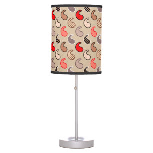 Modern Paisley pattern, Beige, Red, Gray and Coral Table Lamp