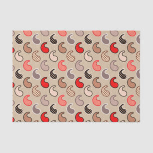 Modern Paisley pattern, Beige, Red, Gray and Coral Tissue Paper
