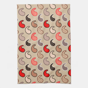 Modern Paisley pattern, Beige, Red, Gray and Coral Towel