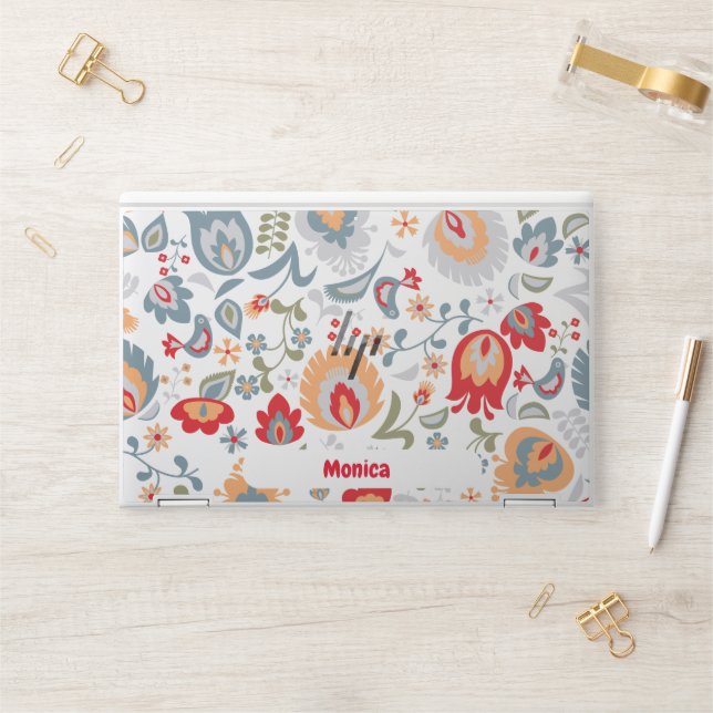 Modern Paisley Pattern Custom Name HP Laptop Skin (Desk)