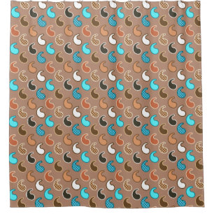 Modern Paisley pattern, Taupe, Turquoise and Rust Shower Curtain