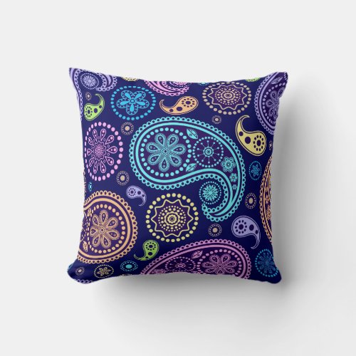 Modern Paisley Pattern Throw Pillow