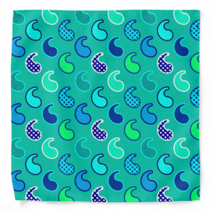 Modern Paisley pattern, Turquoise, Blue and Aqua Bandana