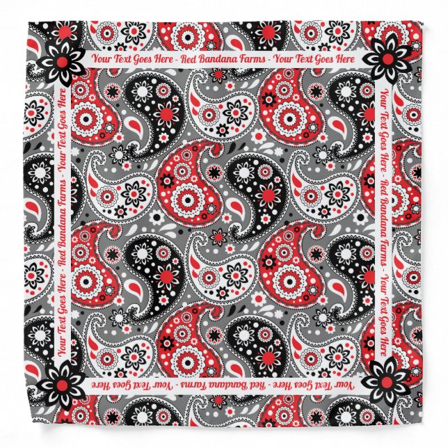Modern Paisley Texas Country Style Custom Text Bandana (Front)