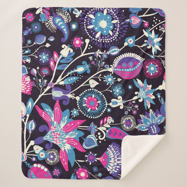 Modern paisley: traditional oriental pattern. sherpa blanket (Front)
