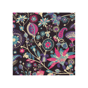 Modern paisley: traditional oriental pattern. wood wall art