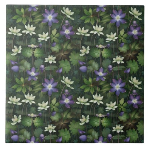 Modern pale and lilac floral lush foliage decor ceramic tile