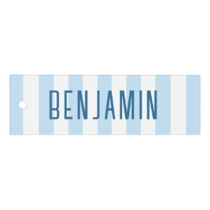 Modern Pale Blue and White Stripe Name Ruler