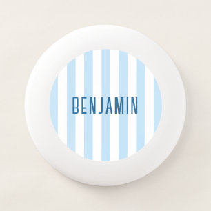 Modern Pale Blue and White Stripe Name Wham-O Frisbee