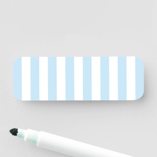 Modern Pale Blue and White Striped Blank Name Tag