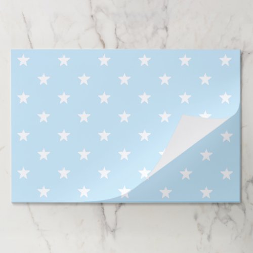 Modern pale blue white stars paper placemats