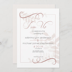 Modern Pale Foliage Chic Accents Cinnamon Spice Invitation