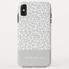 Modern pale gray and white animal leopard print
