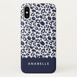 Modern pale gray and white animal leopard print iPhone x case