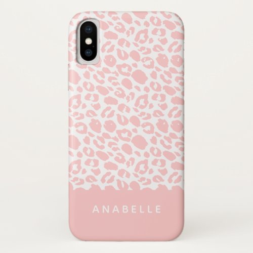 Modern pale gray and white animal leopard print iPhone x case
