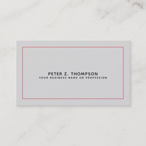 modern pale gray business card with thin red line