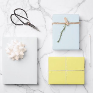 Modern Pale Green Light Blue Yellow Solid Color Wrapping Paper Sheets