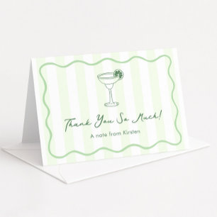 Modern Pale Green Margarita Bridal Shower Letterpress Thank You Card