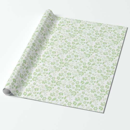 Modern Pale Lime Green Spring Flower Pattern Wrapping Paper | Zazzle.com