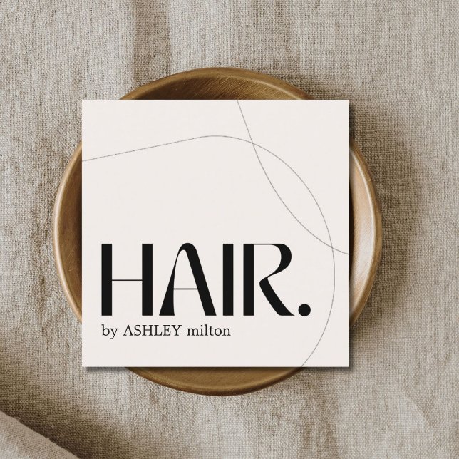 Modern Pale Pastel Beige Abstract Hair Salon Square Business Card (Creator Uploaded)