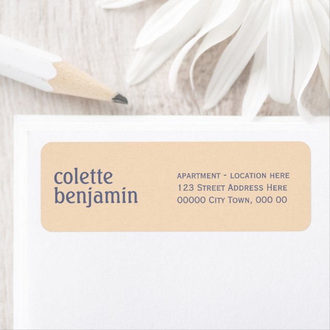 Modern Pale Peach & Blue-Grey Address Label (Insitu)