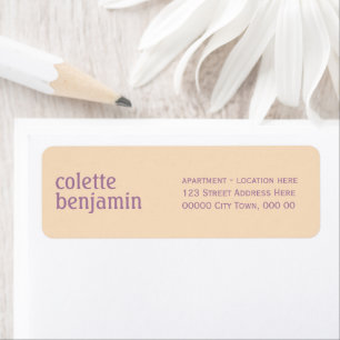 Modern Pale Peach & Lavender Purple Address Label