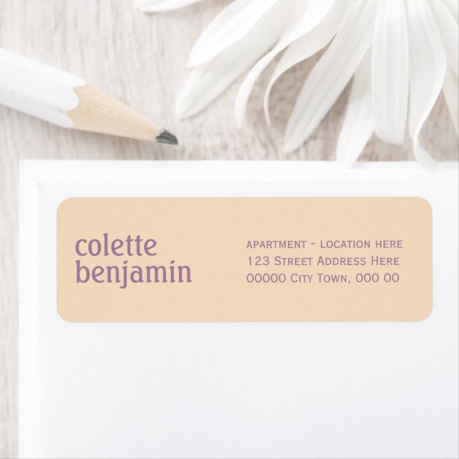 Modern Pale Peach & Lavender Purple Address Label (Insitu)