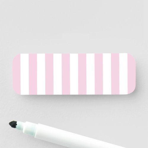 Modern Pale Pink and White Vertical Striped Blank Name Tag