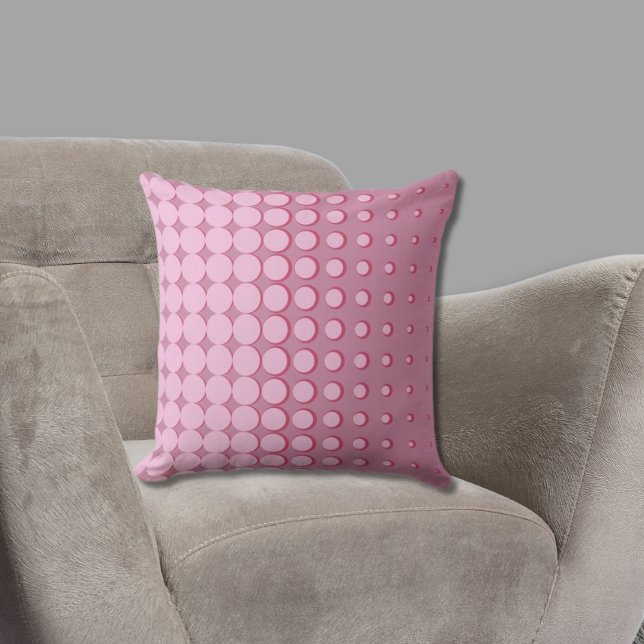 Modern Pale Pink Halftone Dots Throw Pillow (Pillow with Pink Halftone Pattern)
