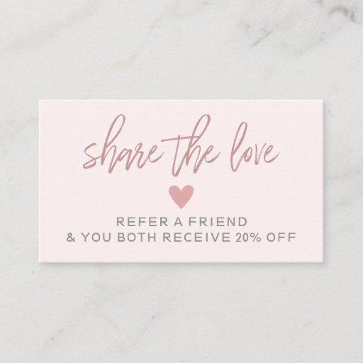 Customizable Modern Pale Pink Refer A Friend Card