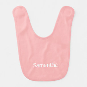 Modern pale pink &white monogram name Baby Bib