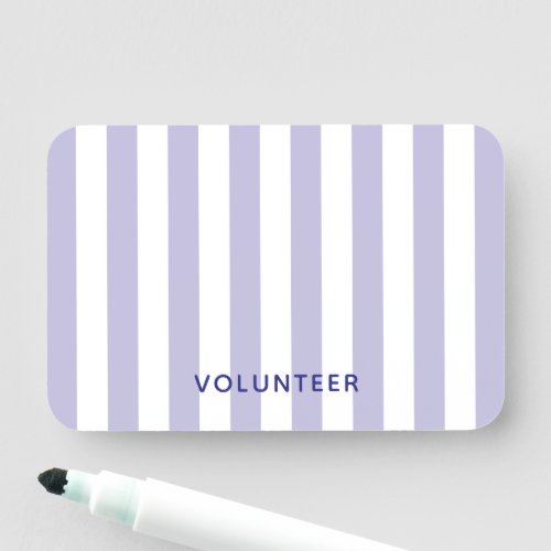 Modern Pale Purple and White Stripes Volunteer Name Tag