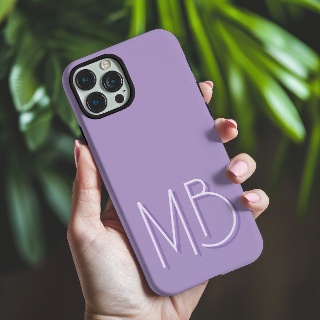 Modern Pale Purple Monogram Initials Contemporary Case-Mate iPhone Case (Creator Uploaded)