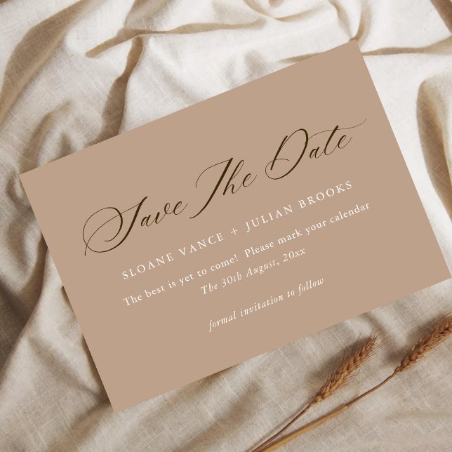 Modern Pale Taupe Typography Save the Date Card  (Creator Uploaded)