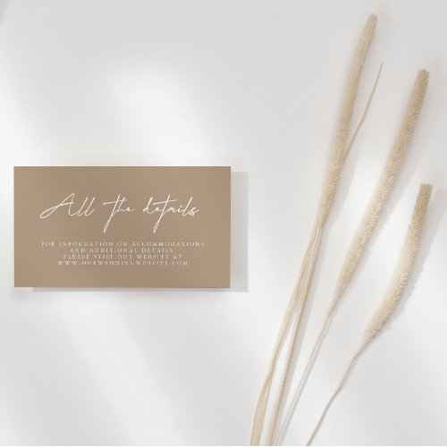 Modern Pale Taupe Wedding Website Enclosure Card