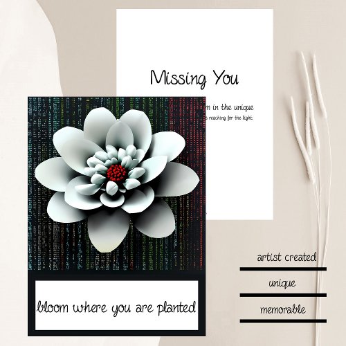Modern Pale White Flower  Missing You Card