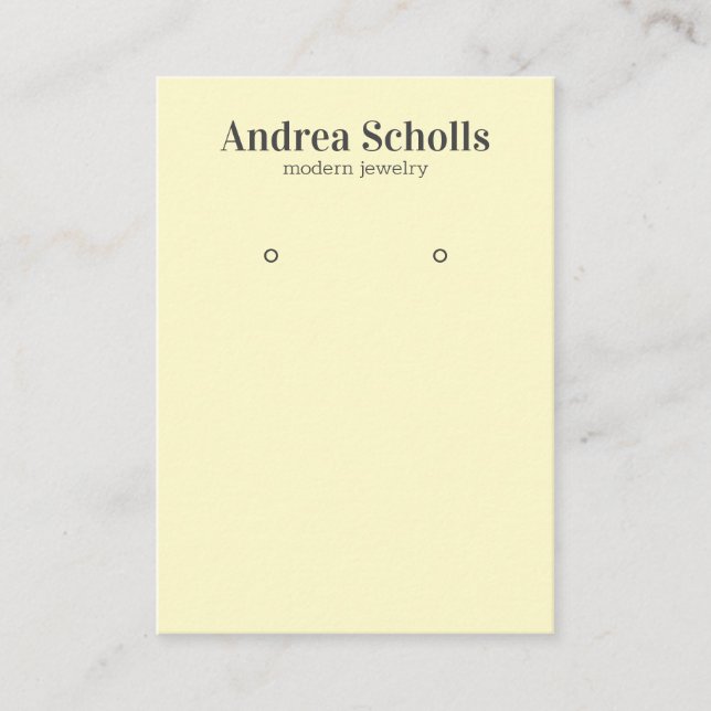 Modern Pale Yellow Bold Jewelry  Earring Display Business Card (Front)