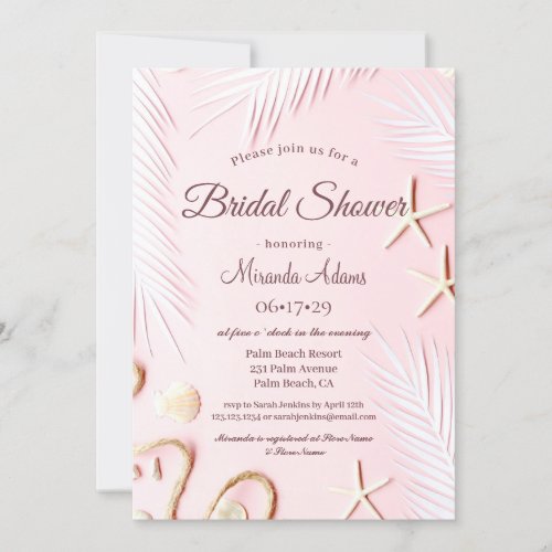 Modern Palm Beach Starfish Bridal Shower Invitation