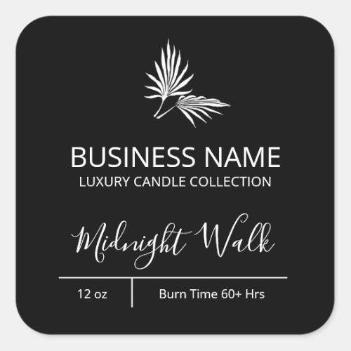 Modern Palm Black Candle Labels